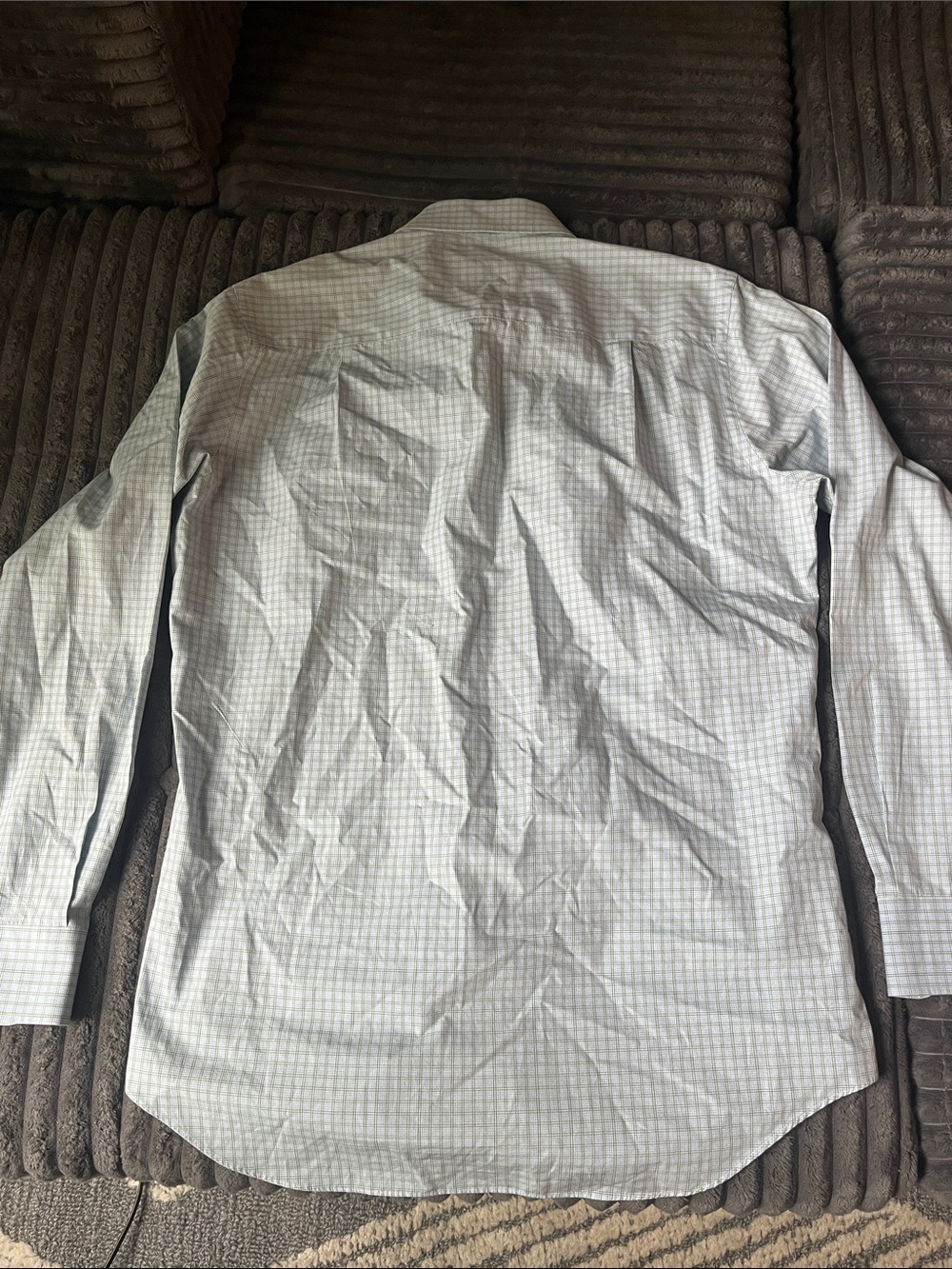 David Donahue Light Blue and White Windowpane Dress Shirt - Picture 7 of 8